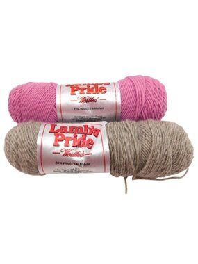Lambs Pride Worsted Yarn 2 Skeins Wool Mohair Blooming Fuchsia Sandy Heather